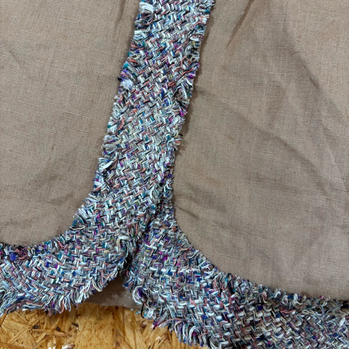 美品 SLOW GUN ボトムス スカート 生地切替 ベージュ 台形スカート リネン 日本製 4844_画像3