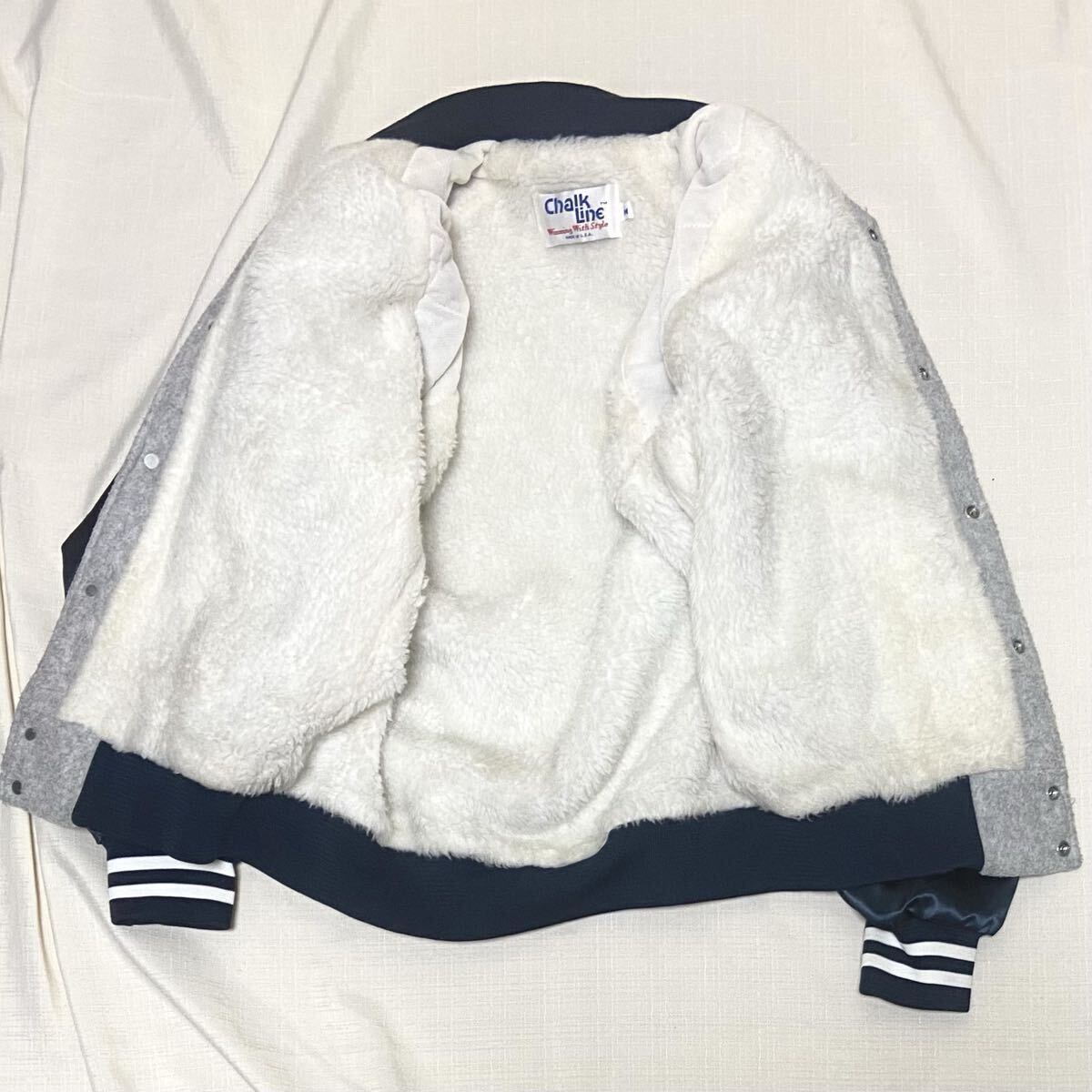 スペシャル 80sビンテージ マックトラック MACK TRUCKS 紺 ナイロン ジャケット ボア サテン スタジャン USA製 Chalk Line ブルドッグ 古着_画像10