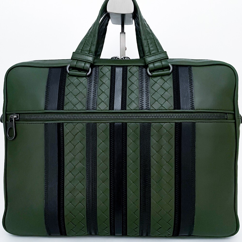 1円■未使用級(jí)■幻の逸品■定価50萬■超希少デザイン■希少色■BOTTEGA VENETA ボッテガ 2way トートバッグ ビジネス メンズ レザー カーキ