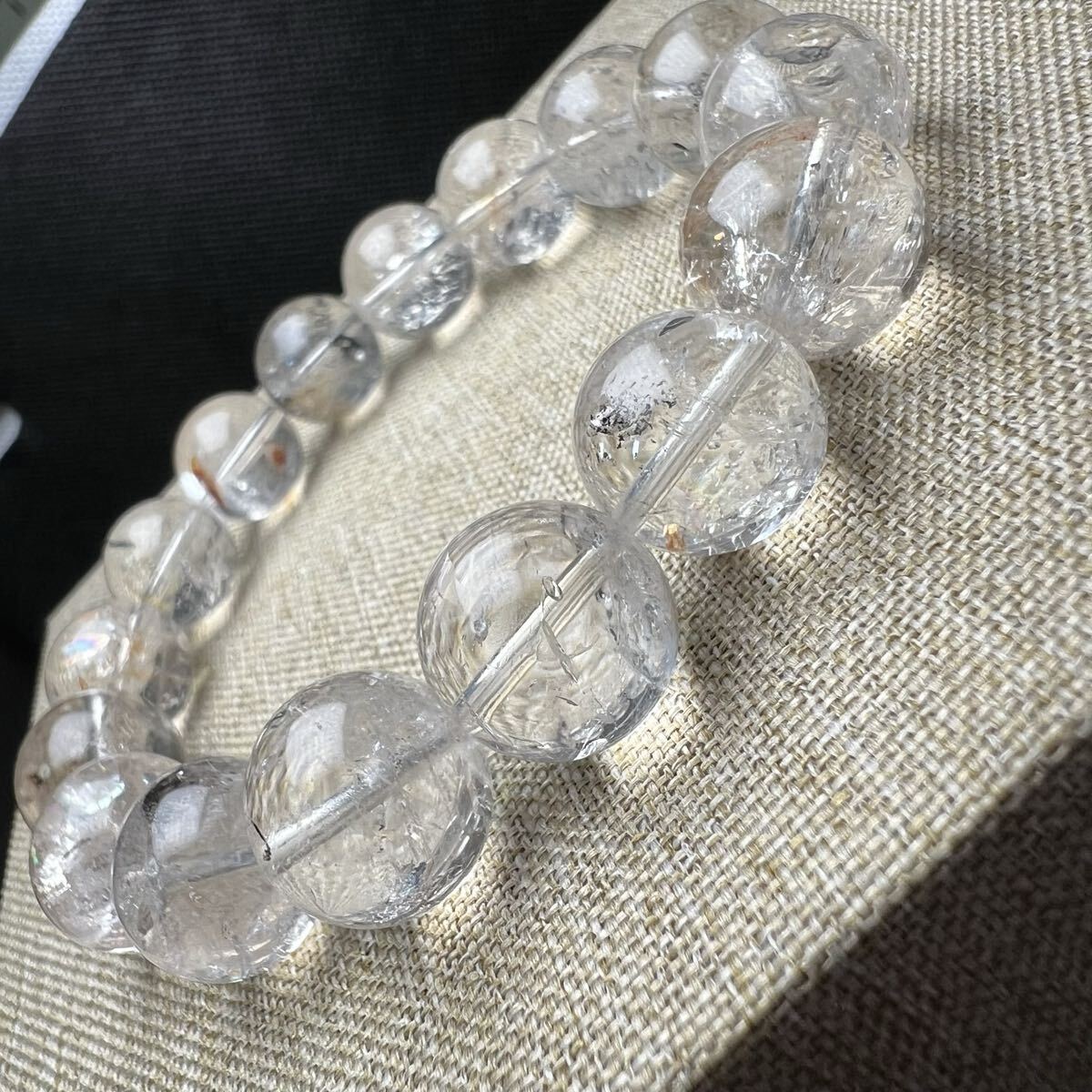 【78053】 キラキラ 虹入り ハーキマーダイヤモンド 14mmブレスレット 天然石_画像2