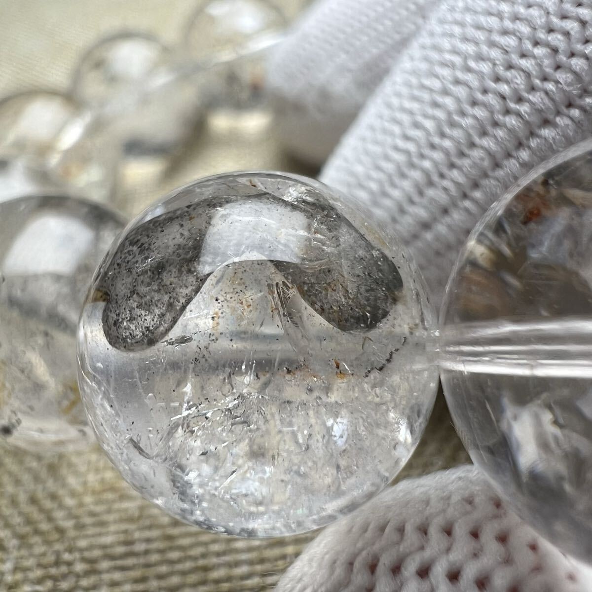 【78053】 キラキラ 虹入り ハーキマーダイヤモンド 14mmブレスレット 天然石_画像6