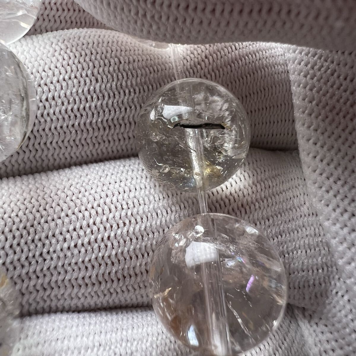 【78053】 キラキラ 虹入り ハーキマーダイヤモンド 14mmブレスレット 天然石_画像7