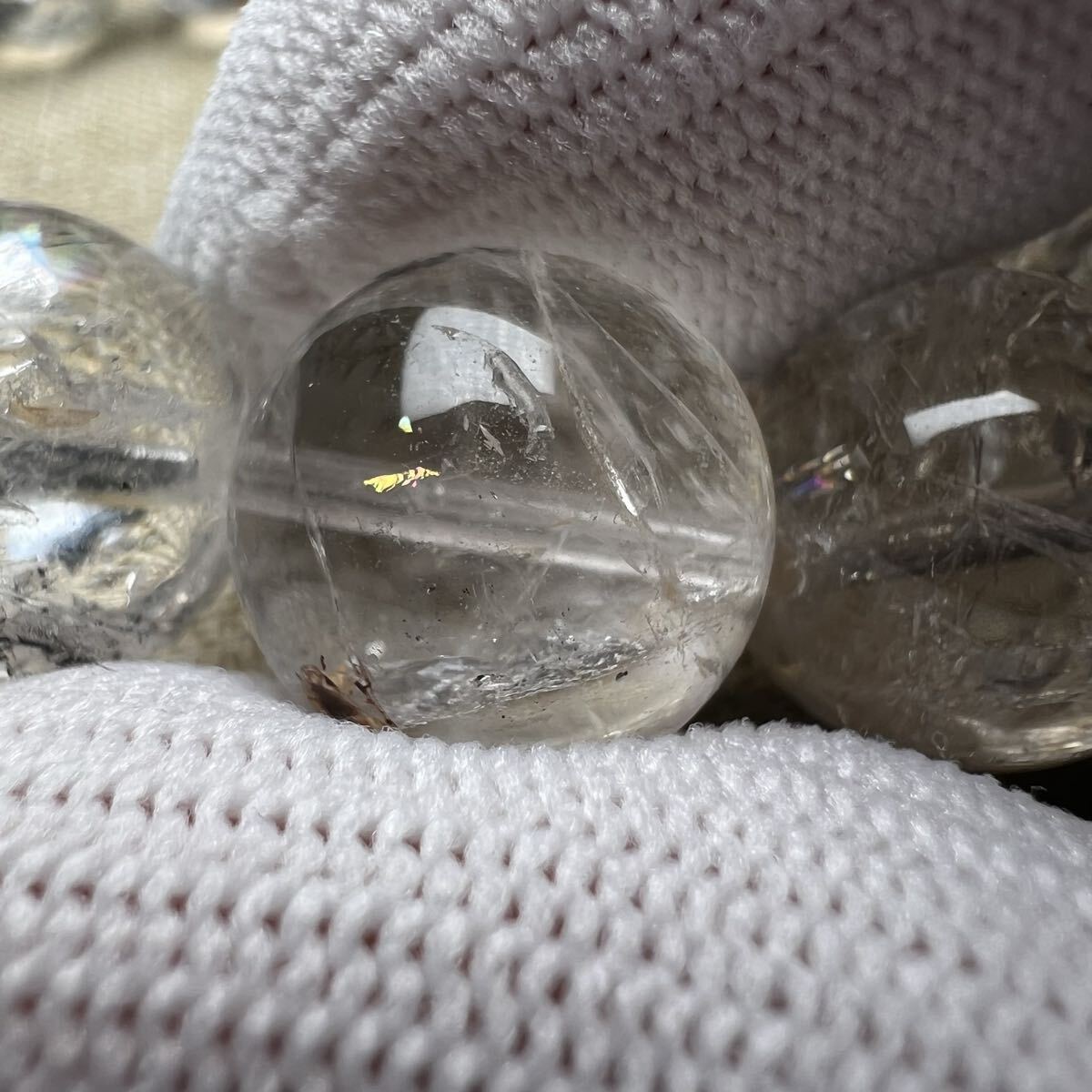 【78053】 キラキラ 虹入り ハーキマーダイヤモンド 14mmブレスレット 天然石_画像9