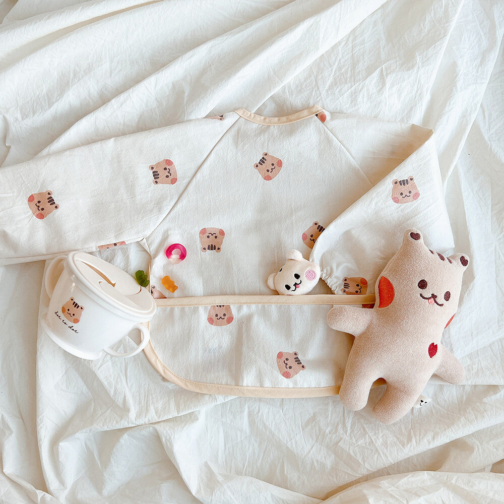 ☆ F（リス） ☆ 食事エプロン 長袖 ykjt2021721 お食事エプロン 長袖 ベビー用エプロン お食事用エプロン ポケット付き お食事スタイ_画像1