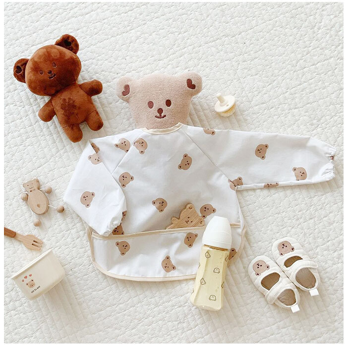 ☆ F（リス） ☆ 食事エプロン 長袖 ykjt2021721 お食事エプロン 長袖 ベビー用エプロン お食事用エプロン ポケット付き お食事スタイ_画像6