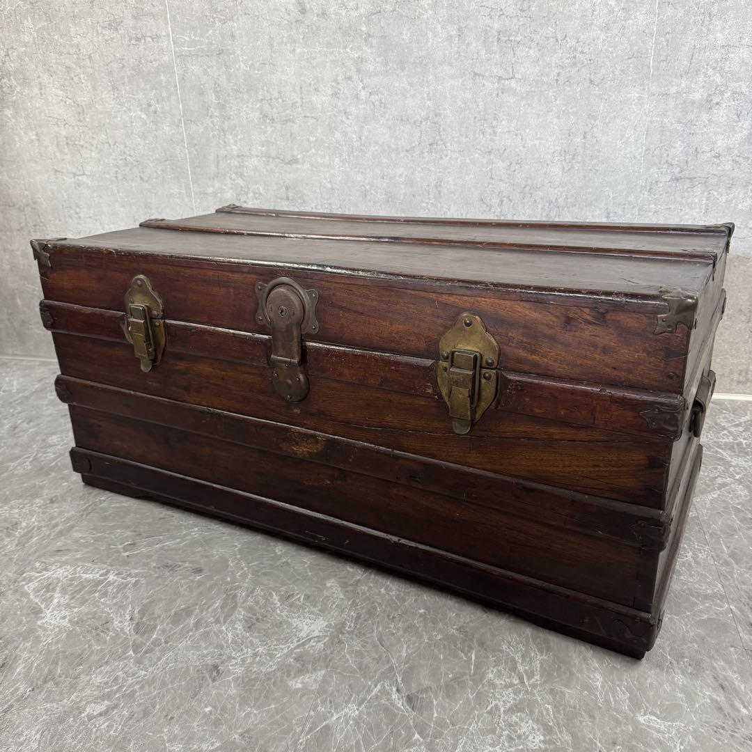 【珍品】トランクケース コンテナボックス 船舶 船鞄 収納 アンティーク② 送料込み【珍品】トランクケース コンテナボックス 船舶 船鞄