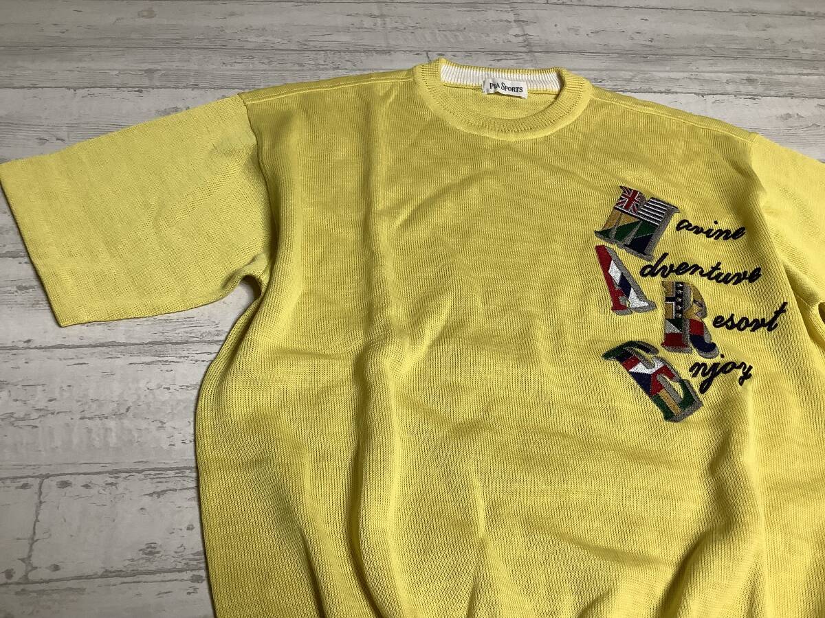 タグなしサービス　新品未使用　激レア　ピアスポーツ　定価23,000円程　 Ｌサイズ 　カットソー　半袖ニット　イエロー系_画像3
