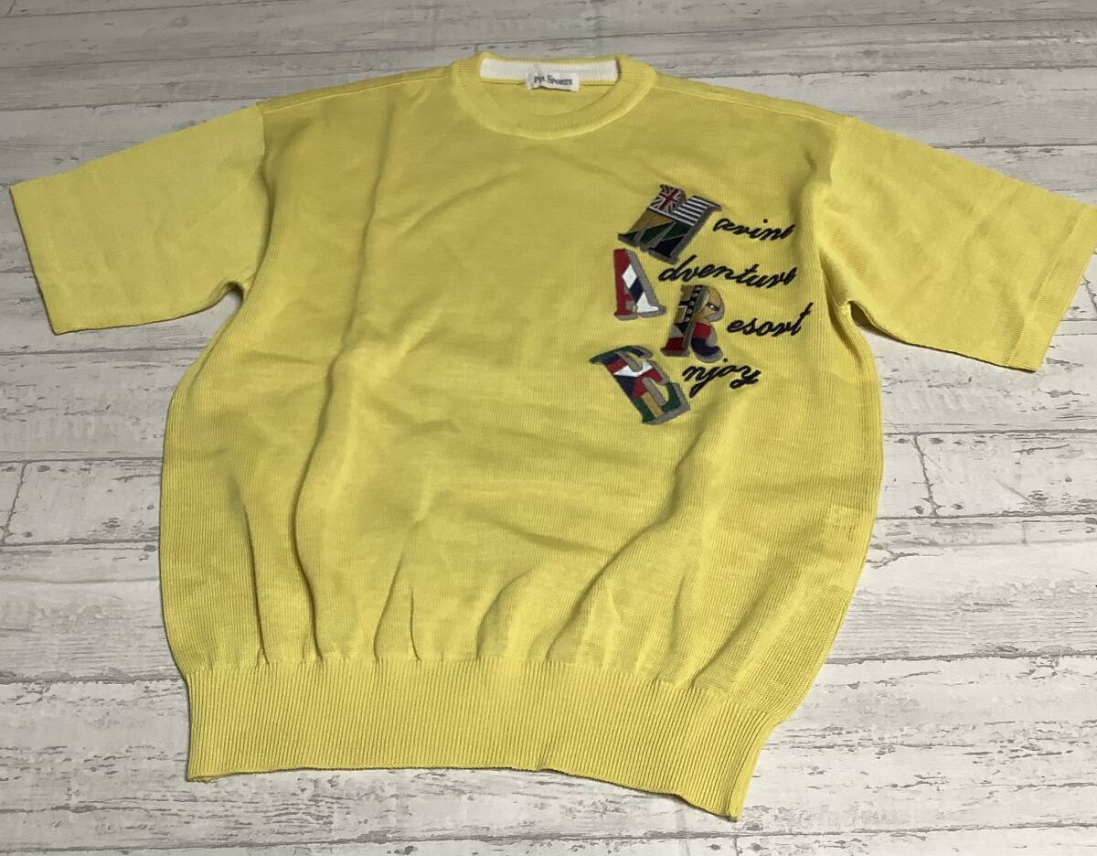 タグなしサービス　新品未使用　激レア　ピアスポーツ　定価23,000円程　 Ｌサイズ 　カットソー　半袖ニット　イエロー系_画像1