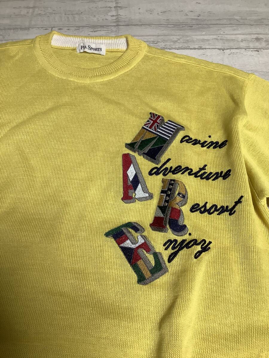タグなしサービス　新品未使用　激レア　ピアスポーツ　定価23,000円程　 Ｌサイズ 　カットソー　半袖ニット　イエロー系_画像4