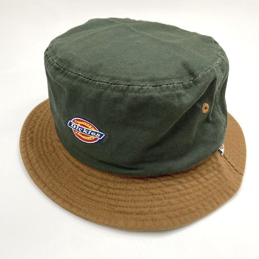 Dickies グリーン×ブラウン バケットハット 帽子 スポーツ ゴルフ バイク キャンプ アウトドア オートバイ釣り ホワイトタグ ディッキーズ_画像2