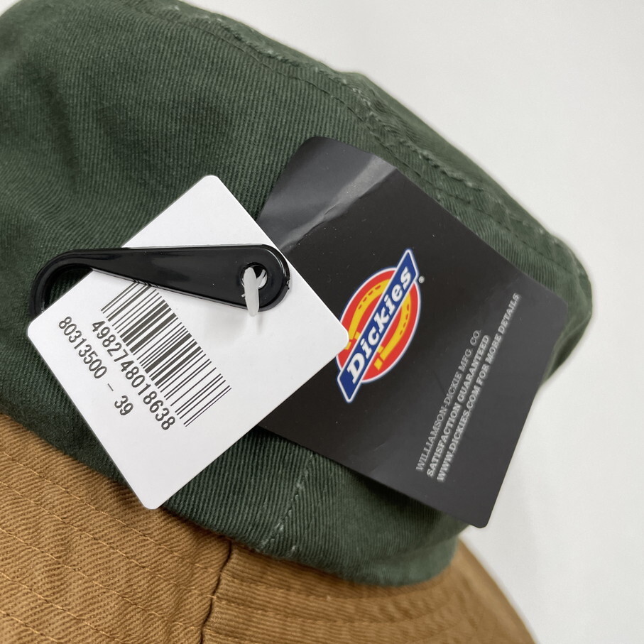 Dickies グリーン×ブラウン バケットハット 帽子 スポーツ ゴルフ バイク キャンプ アウトドア オートバイ釣り ホワイトタグ ディッキーズ_画像6