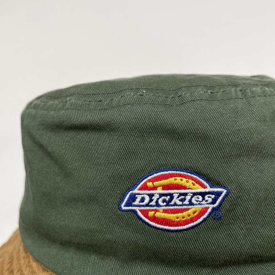 Dickies グリーン×ブラウン バケットハット 帽子 スポーツ ゴルフ バイク キャンプ アウトドア オートバイ釣り ホワイトタグ ディッキーズ_画像3