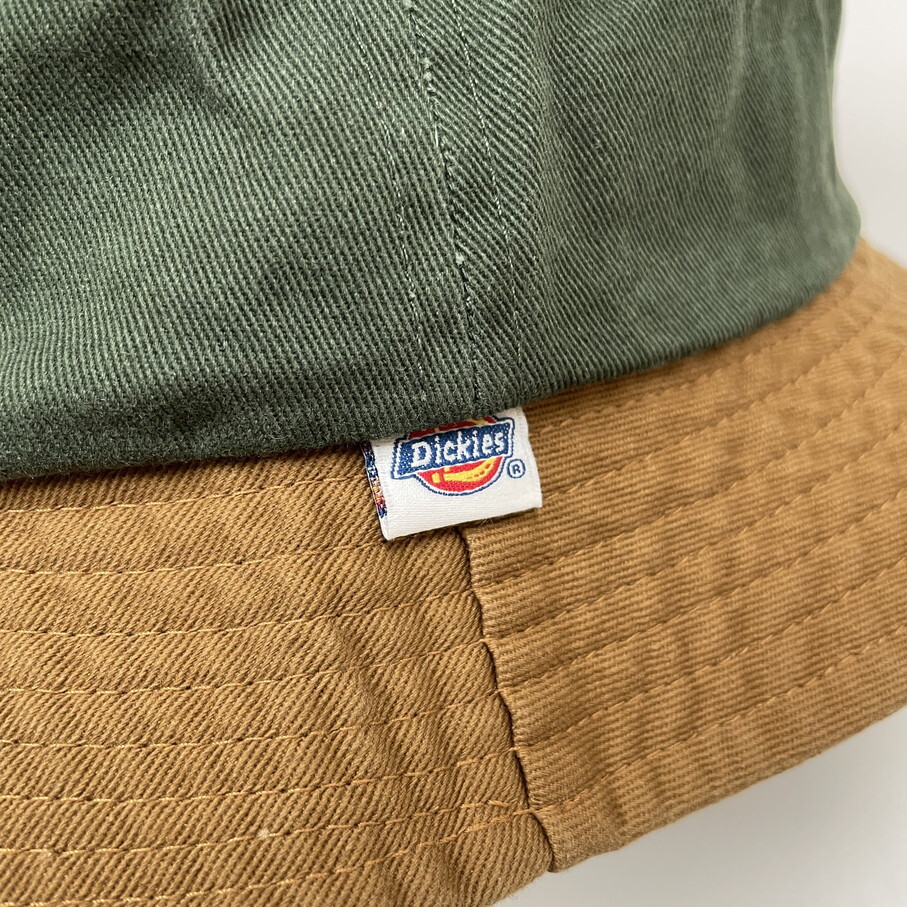 Dickies グリーン×ブラウン バケットハット 帽子 スポーツ ゴルフ バイク キャンプ アウトドア オートバイ釣り ホワイトタグ ディッキーズ_画像4