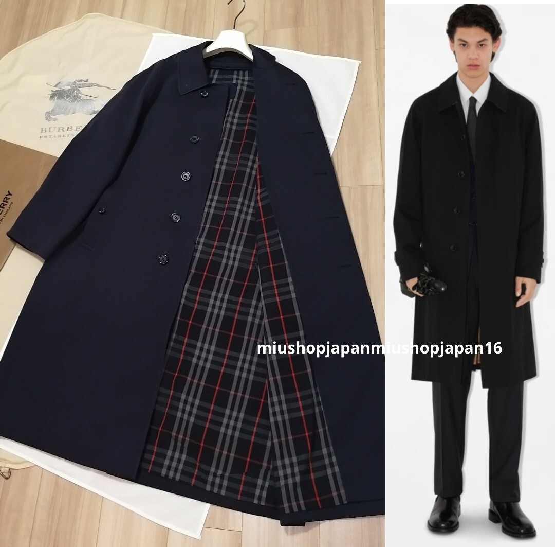 本物上質●バーバリーロンドン　BURBERRY　LONDON　 ステンカラーコート ロングコート ネイビー コート　XL_画像1