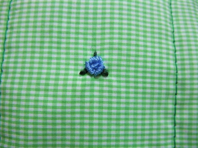 ★即決　ハンドメイド　薔薇の刺繍のバック　若草グリーン　送料185円★_画像8