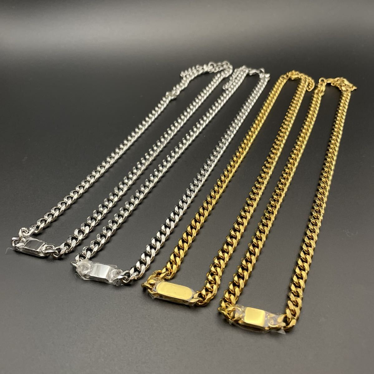 【新品】大人気 IDプレート アクセサリー ネックレス ブレスレット 喜平チェーン シルバー ゴールド 2色展開 ストリート ユニセックス
