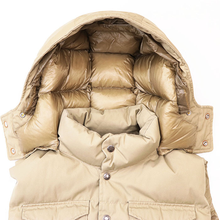 【SALE】THE NORTH FACE ザ・ノース フェイス ダウン ベスト PURPLE LABEL パープル レーベル ロゴ 光電子 フード取外可 メンズ M ベージュ_画像3