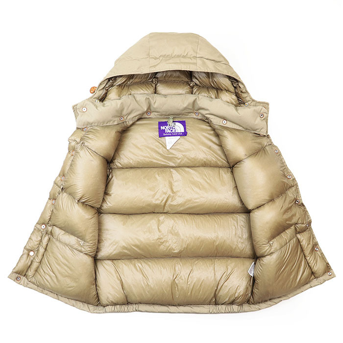 【SALE】THE NORTH FACE ザ・ノース フェイス ダウン ベスト PURPLE LABEL パープル レーベル ロゴ 光電子 フード取外可 メンズ M ベージュ_画像9