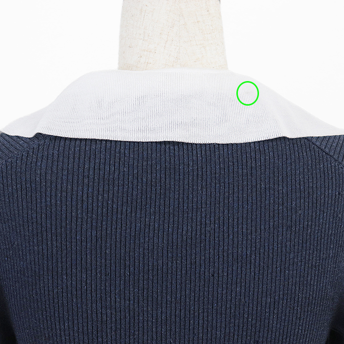 【美品】CHANEL シャネル ブラウス 08C P32410 ニット ロゴ 刺繍 COCOLINEマーク ボタン 長袖 トップス レディース サイズ 38 紺 白 伊制