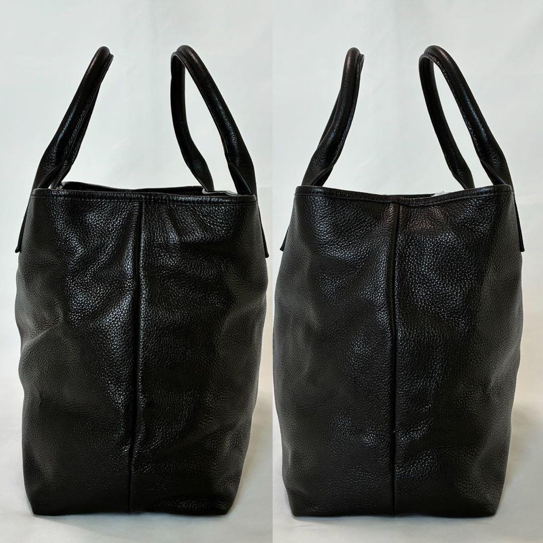 トリーバーチ ハンドバッグ シボ革 パンチングロゴ ブラック 美品