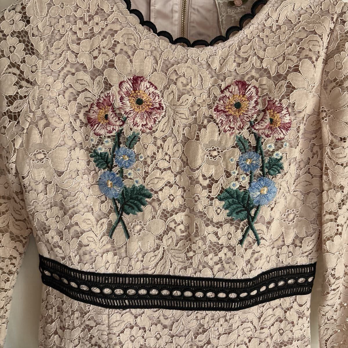 ワンピース 七分袖　36 ローズティアラ　可愛い　レース　ピンク　刺繍　結婚式　冠婚葬祭　ドレス　音楽　発表会　お呼ばれ　パーティ_画像5