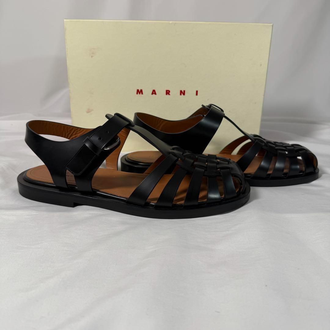 【MARNI】関税込☆シープスキン ストラップ付 サンダル ブラック 定価13万】MARNI マルニ レザー サンダル ブラック 28cm|Yahoo