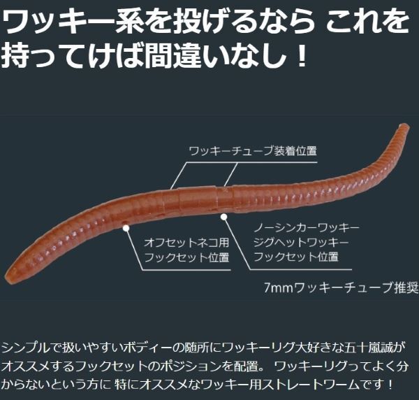 FOLLOW フォロー ワッキー ティーチャー 5” ミミズ #014 ストレートワーム 14本入り_画像2