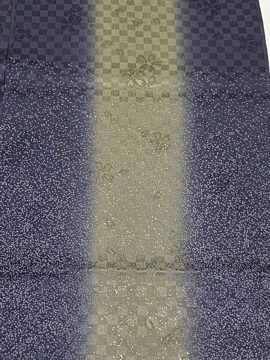 未使用◆お洒落♪染め分け 市松 あられ 桜小花 高級 正絹 帯揚げ_画像5
