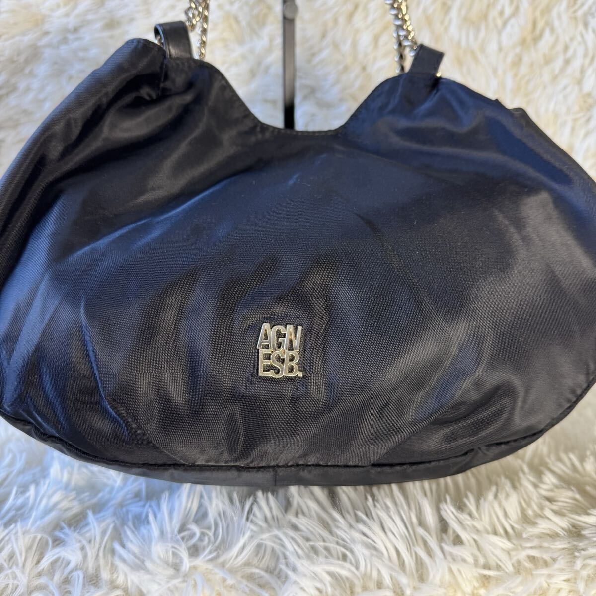 agnes b. VOYAGE アニエスベー チェーンバック トートバック 黒_画像2