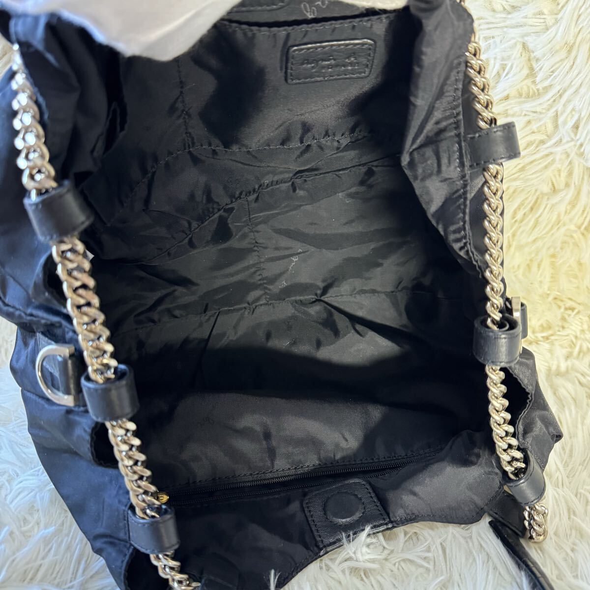 agnes b. VOYAGE アニエスベー チェーンバック トートバック 黒_画像9