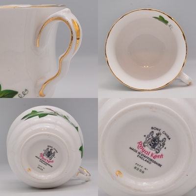 ロイヤルケント　カップ＆ソーサー　３客セット　グリーンアイボリー　イギリス_画像10