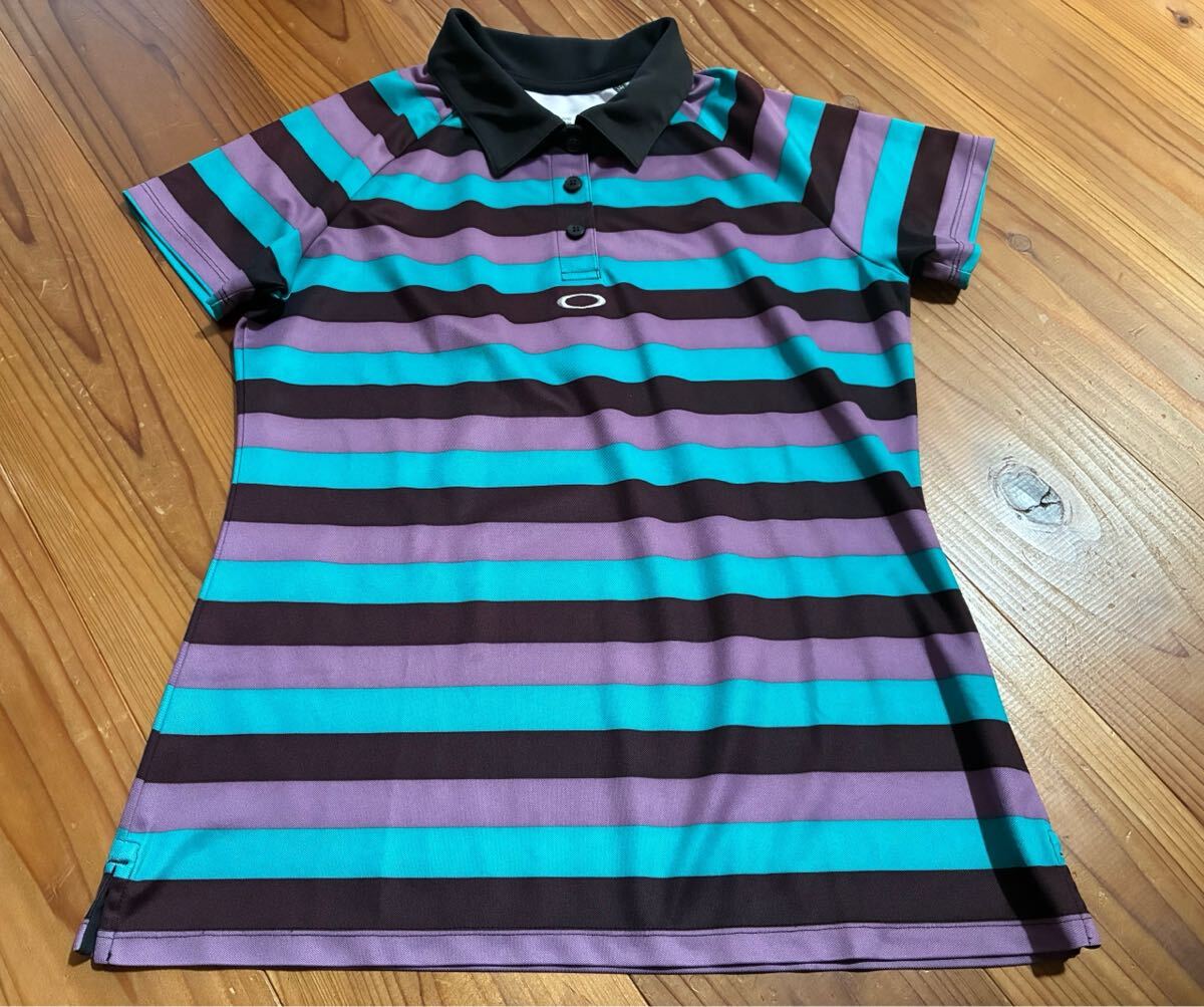 送料込み！！　OAKLEY 半袖ポロシャツ　ボーダー　Mサイズ　 オークリー　GOLF ゴルフウェアー　_画像2