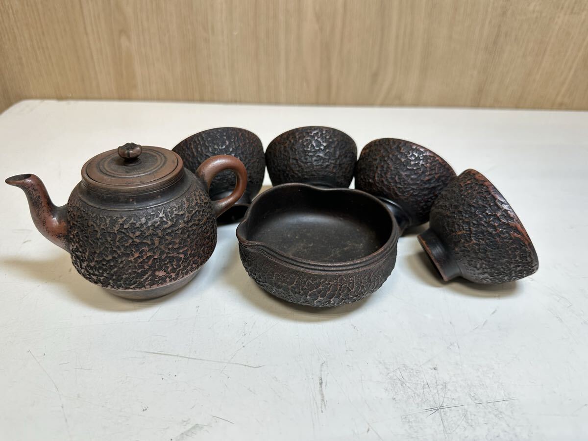新品未使用☆備前焼 茶道具 急須 湯冷まし Y08002 備前焼 急須 湯冷まし 湯呑 松肌 茶器セット 煎茶道具