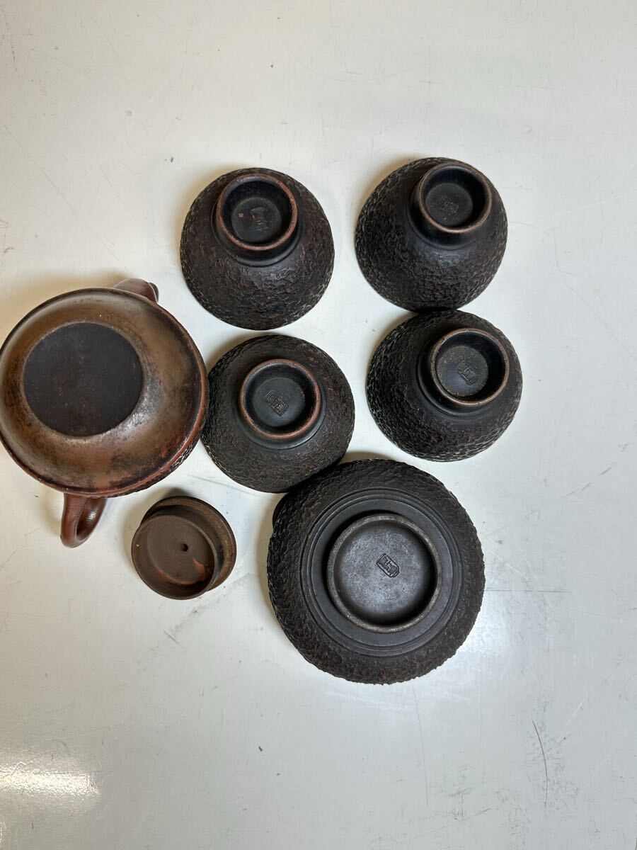 新品未使用☆備前焼 茶道具 急須 湯冷まし Y08002 備前焼 急須 湯冷まし 湯呑 松肌 茶器セット 煎茶道具