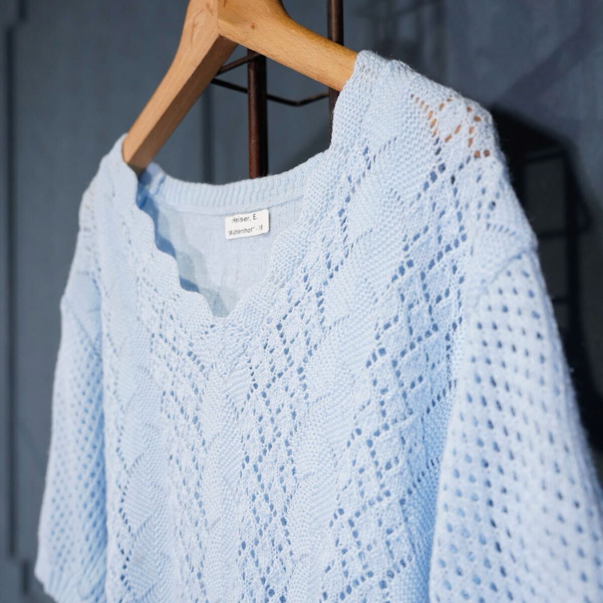 Vintage デザイン メッシュニット 古着 EU VINTAGE MESH SHEER DESIGN HALF SLEEVE KNIT CUT&SEWN