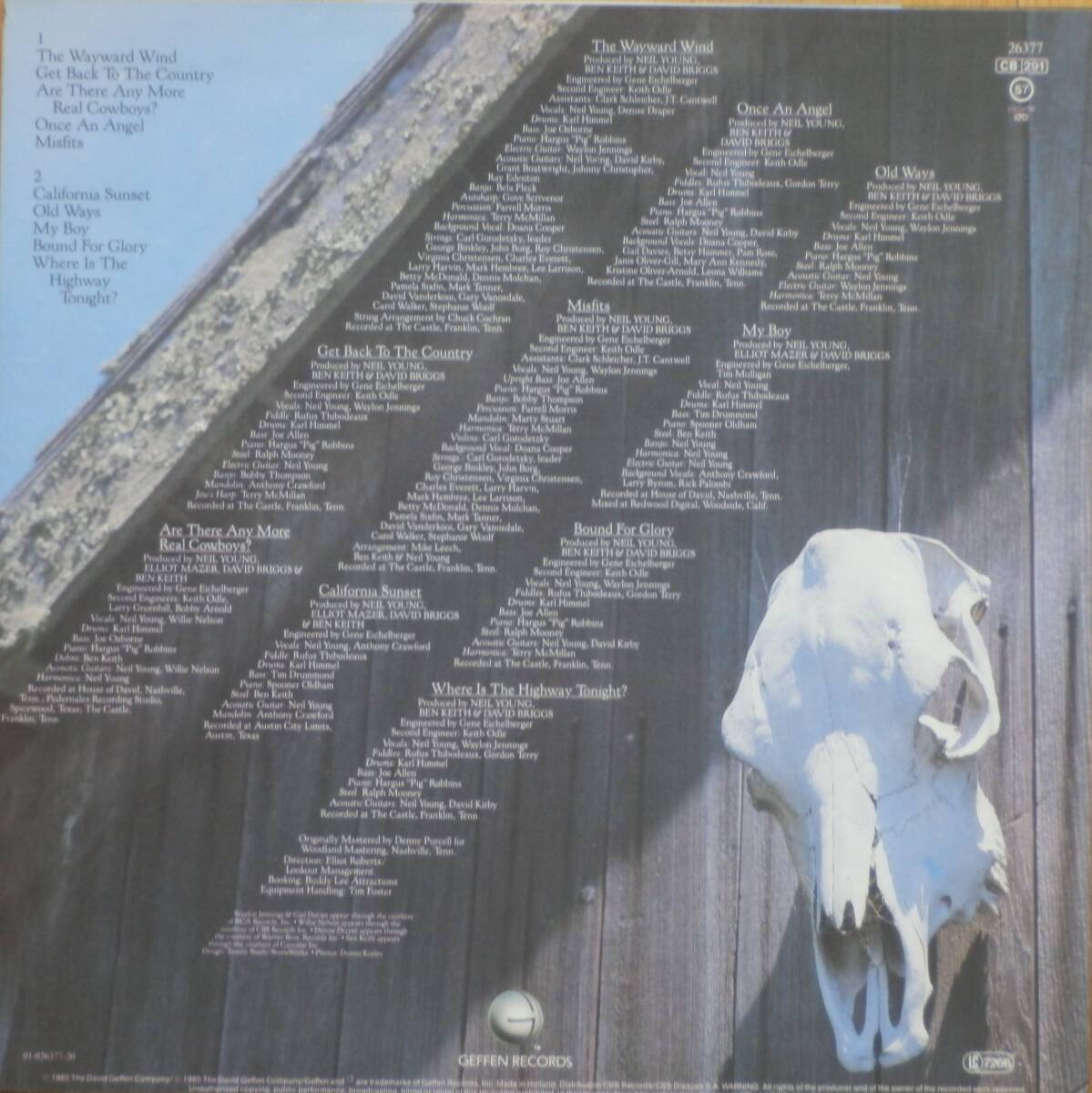 ★HOLLAND LP GEFFEN GEF26377 1985★NEIL YOUNG ☆OLD WAYS_画像2