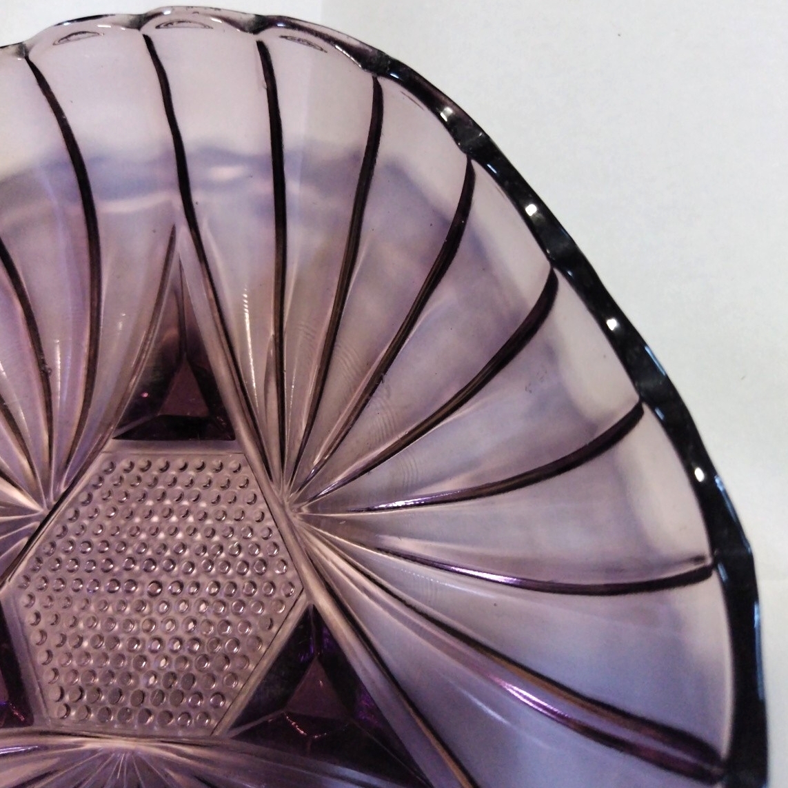 古物 完品◆レトロ ガラス鉢 21.5cm◆三足 大皿 気泡入り 昭和 大正/クープ 和ガラス ガラス皿 小鉢 向付け アールデコ/sskwart_画像3