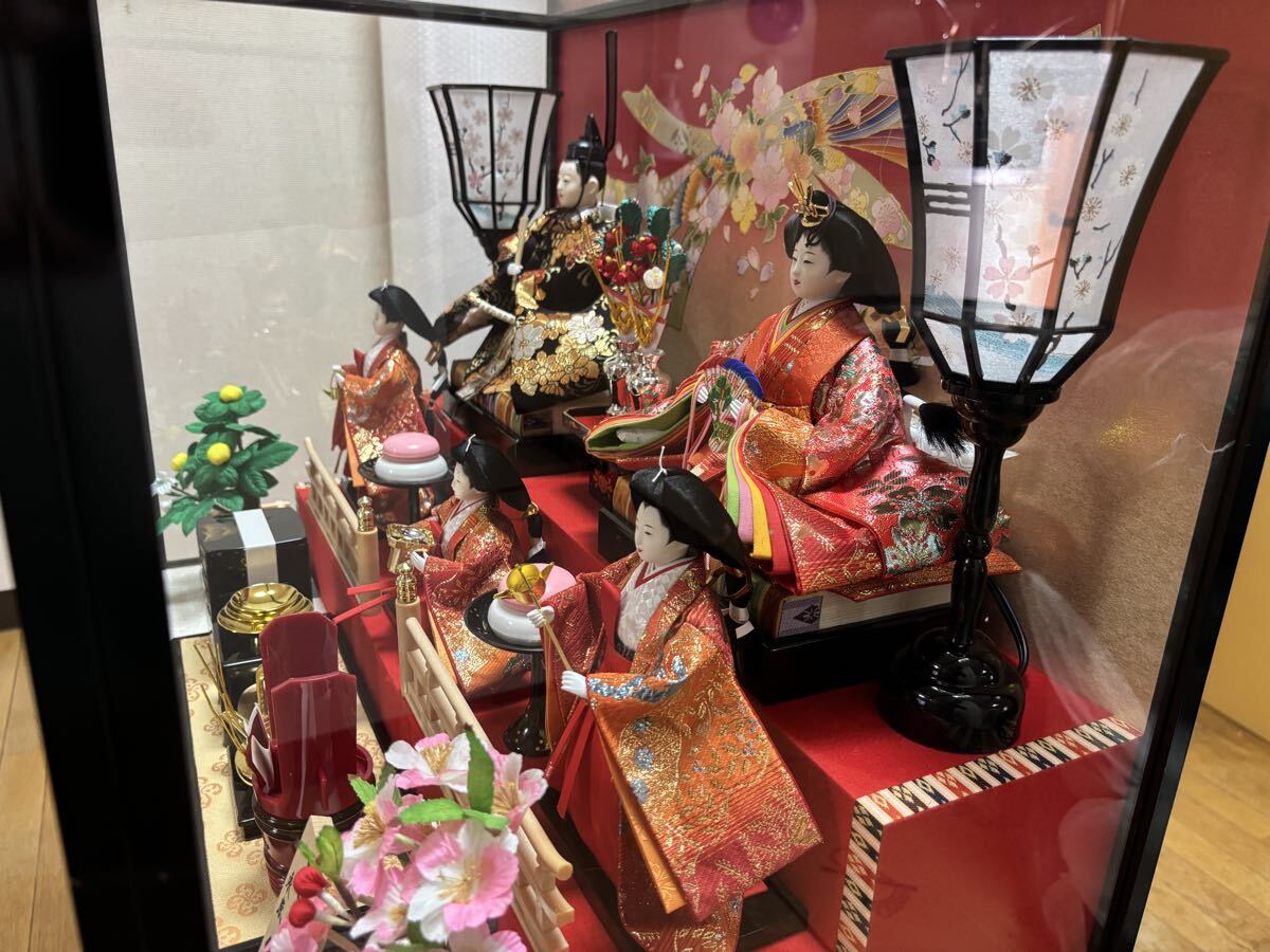 久月 雛人形 ガラスケース入り オルゴール付き 美品元箱付き 久月 特選高級雛人形ガラスケースオルゴール付き