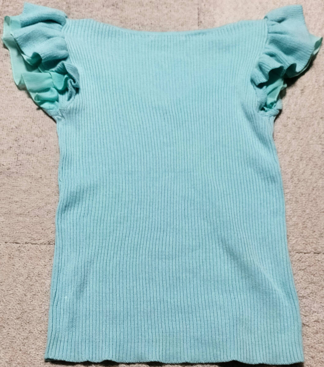 LIP SERVICE リップサービス ノースリーブ フリル ニット ミントグリーン_画像2