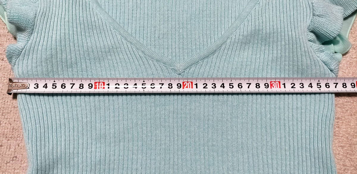 LIP SERVICE リップサービス ノースリーブ フリル ニット ミントグリーン_画像4