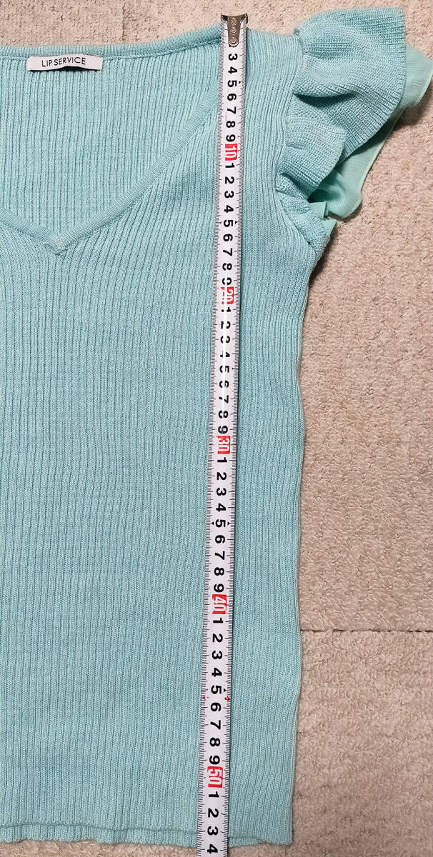 LIP SERVICE リップサービス ノースリーブ フリル ニット ミントグリーン_画像3