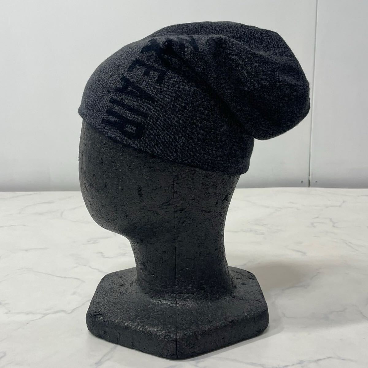 NIKE ナイキ ロゴ ラベル リブ リバーシブル ニット帽 チャコールグレー ブラック_画像3