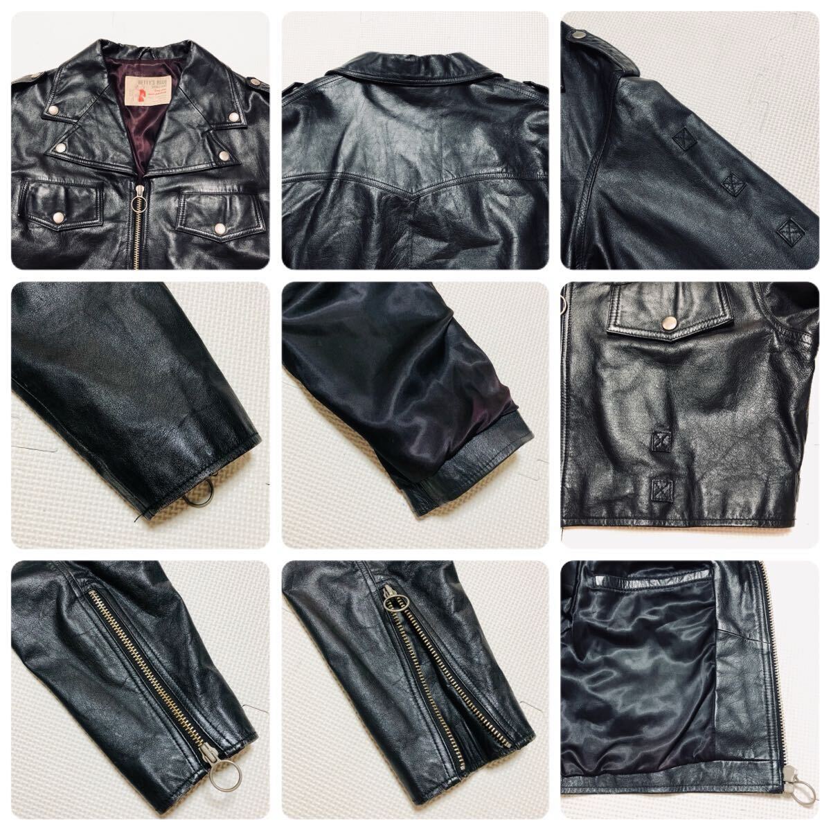 00s デザイン シングルライダース 短丈 ショート丈 Y2K BETTY'S BLUE べティーズブルー ショート丈 シングルライダース