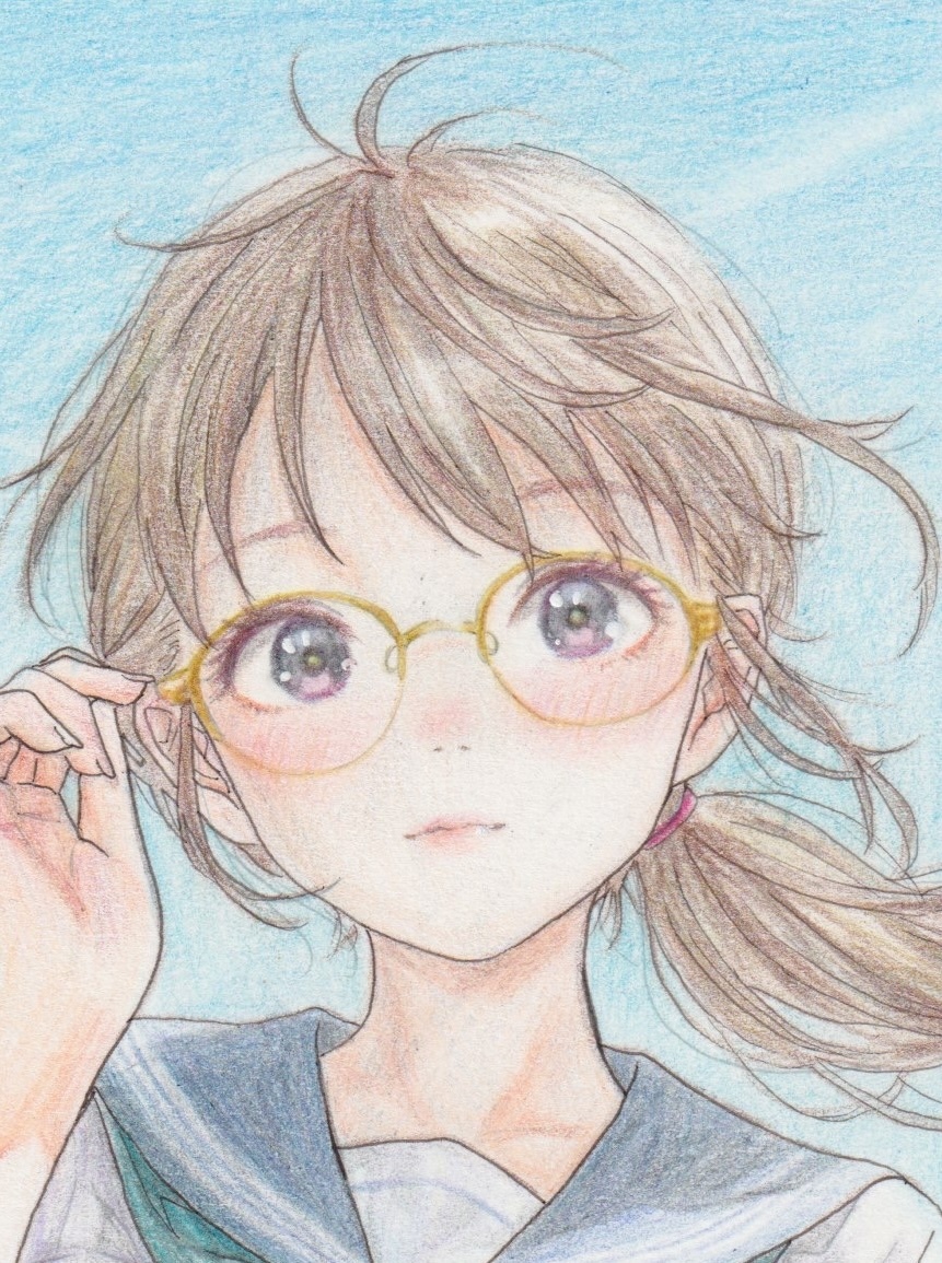 1点もの】 オリジナル 黒髪 ポニーテール メガネ アイドル 文系