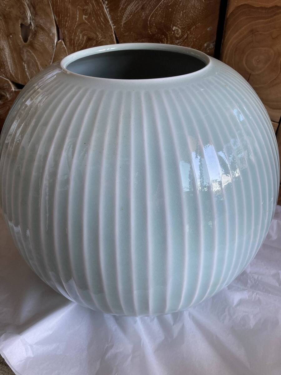 未使用品 砥部焼 秀山窯 大型 花瓶 花入れ 活け花 床の間