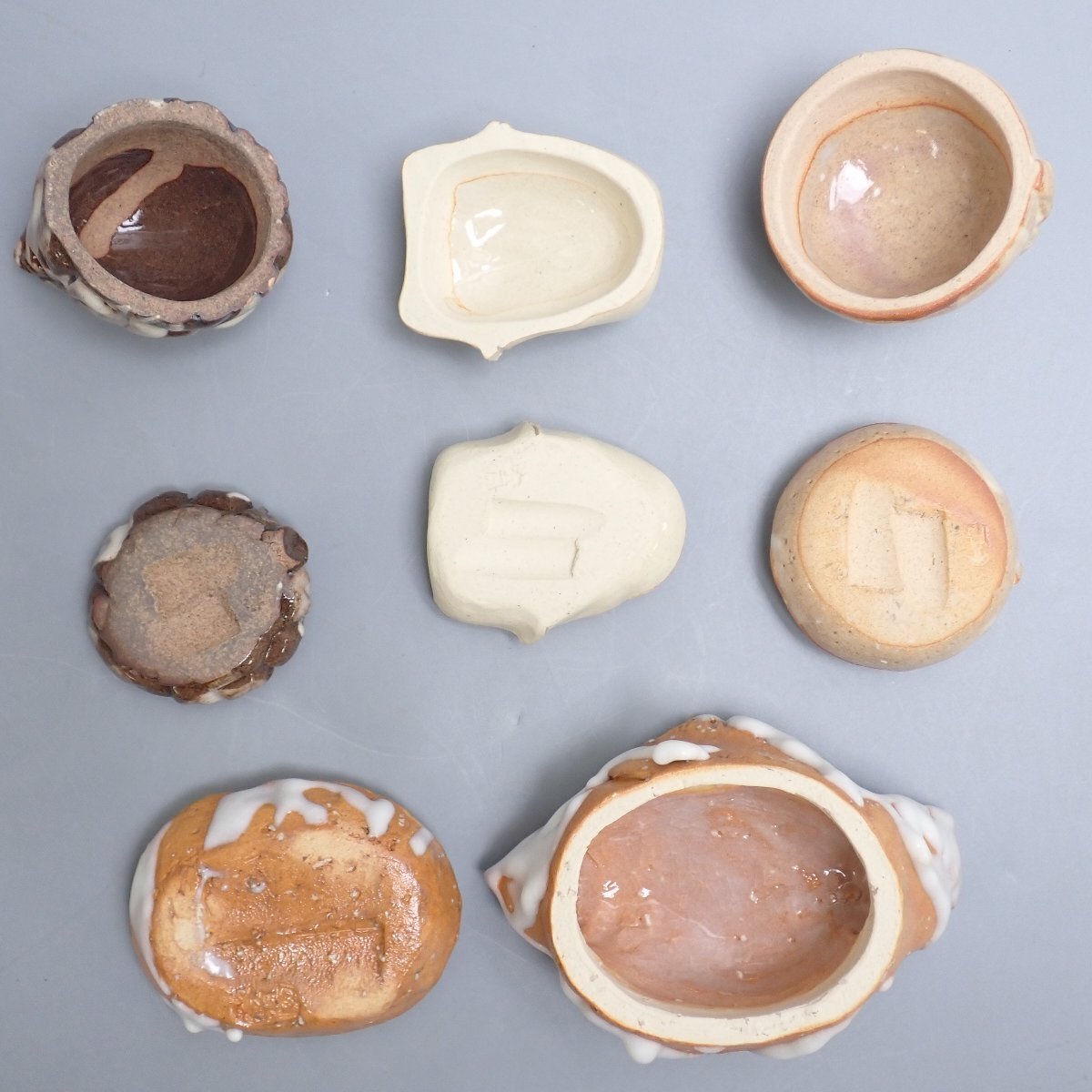 ★玉村登陽 萩焼 香合 4点セット/松かさ/竹/雀/密柑/共箱・栞付き/陶磁器/香道具/茶道具/陶芸/焼き物/作家物&2046800374_画像3