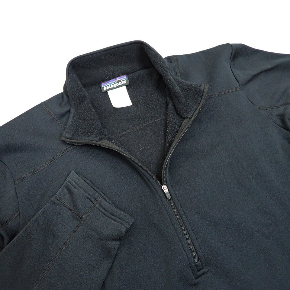 ★patagonia/パタゴニア キャプリーン エクスペディションウェイト 長袖ハーフジップ メンズL/ブラック/フリース/43461&1496900205_画像2