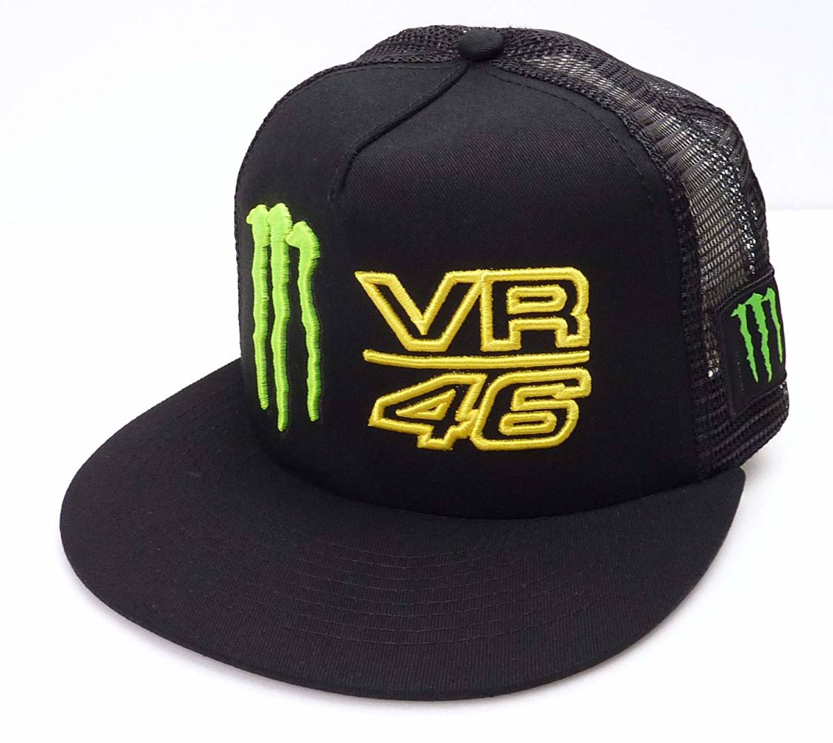 VR46 MONSTER ENERGY モンスターエナジー モンスター刺繍 VR46 フラットバイザーキャップ（ブラック） [並行輸入品]_画像1