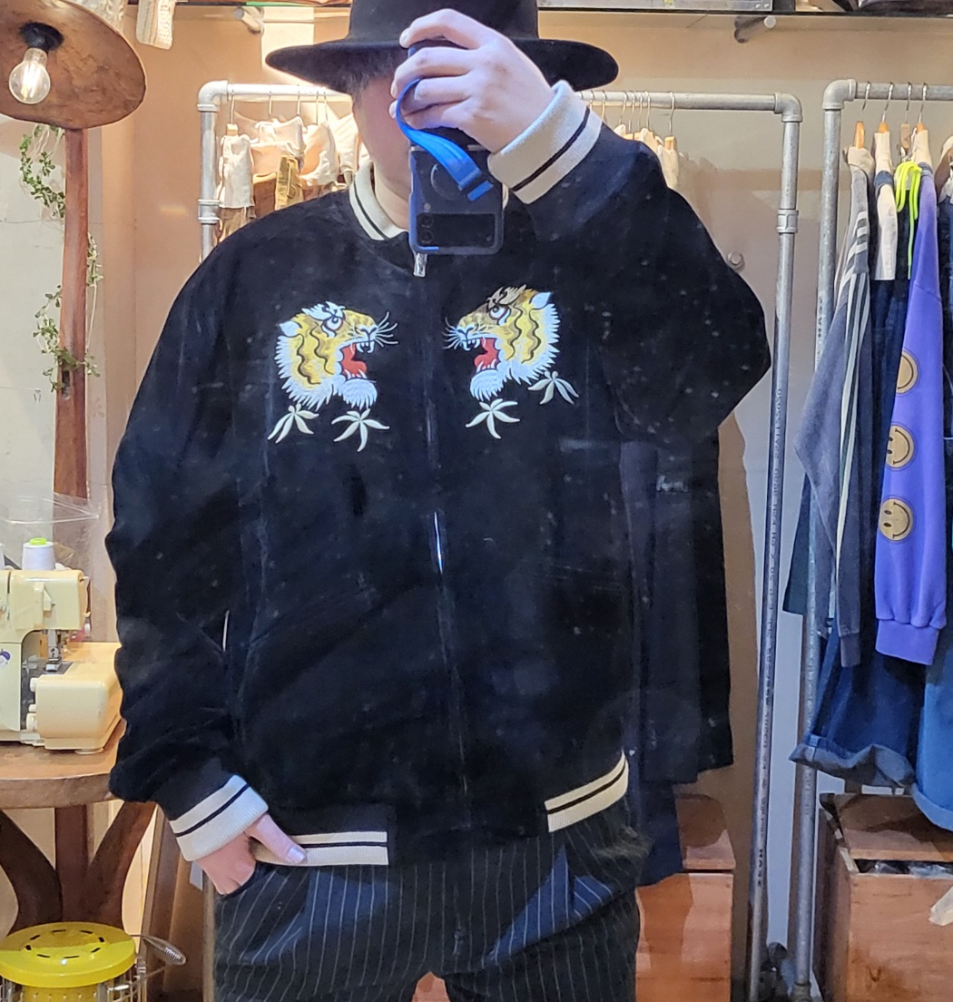 50'sライク刺繍ベロアリバーシブルスカジャン○サイズXL○（商品番号4964）