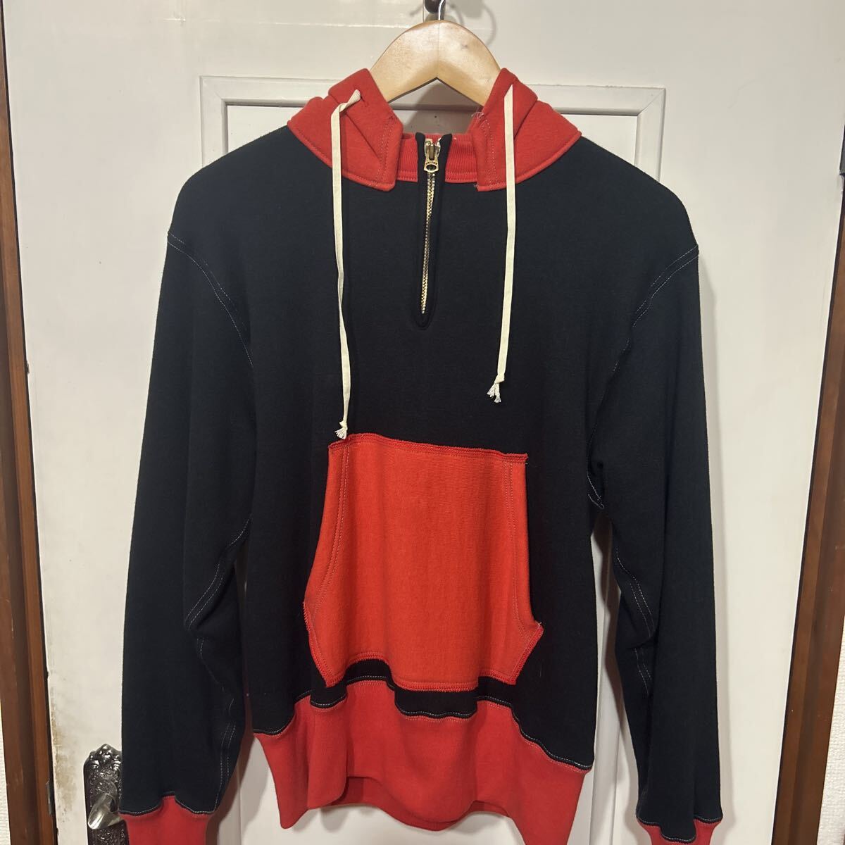 CUSHMAN ハーフジップパーカー　カラー/ブラック/レッド　サイズ：M_画像1